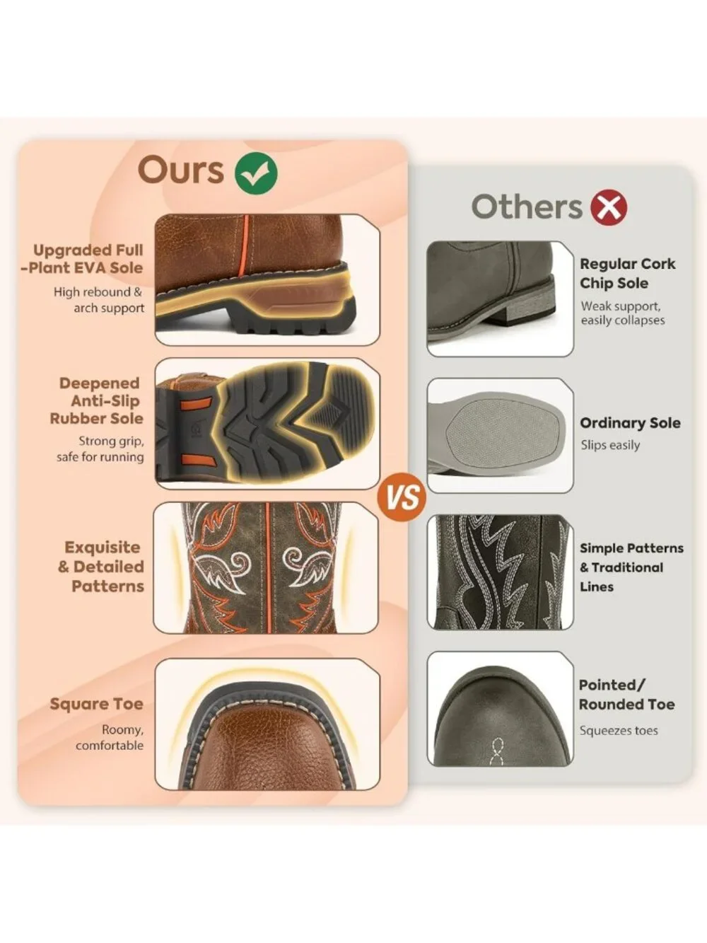 Stylish Kids Square Toe Cowboy Boots | Comfortable Mid Calf Western Riding
